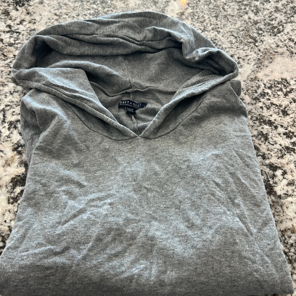 American Eagle Hoodie Shirt Pullover Large Soft Sexy Gray Sweatshirt Vintage Y2K - Picture 5 of 5